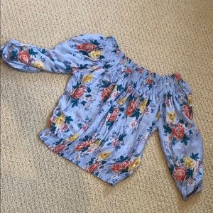 Forever 21 crop off shoulder floral shirt